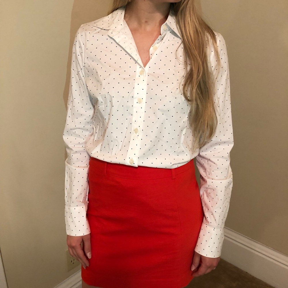J. Crew Polkadot Button Down Blouse